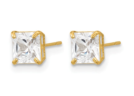 14K gold cubic zirconia stud earrings, alternate view