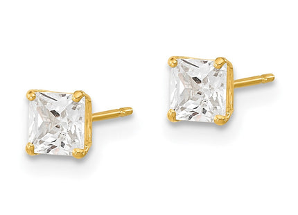 14k Madi K Square CZ Basket Set Stud Earrings (Style GK655)