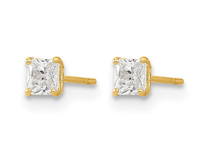 14K gold cubic zirconia stud earrings, alternate view