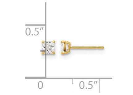 14K gold cubic zirconia stud earrings, further view