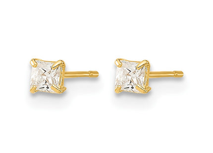 14K gold cubic zirconia stud earrings, alternate view