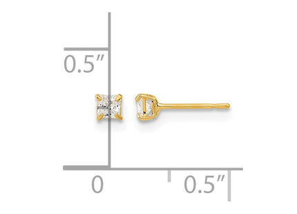 14K gold cubic zirconia stud earrings, further view