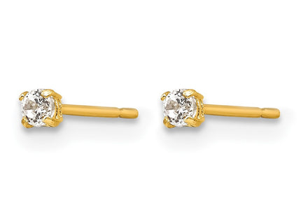 14K gold cubic zirconia stud earrings, alternate view
