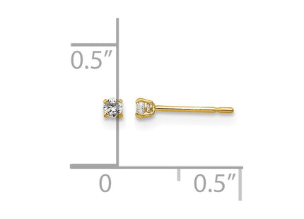 14K gold cubic zirconia stud earrings, further view