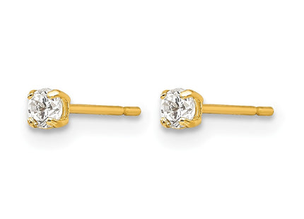 14K gold cubic zirconia stud earrings, alternate view