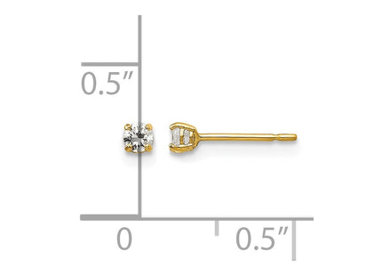 14K gold cubic zirconia stud earrings, further view