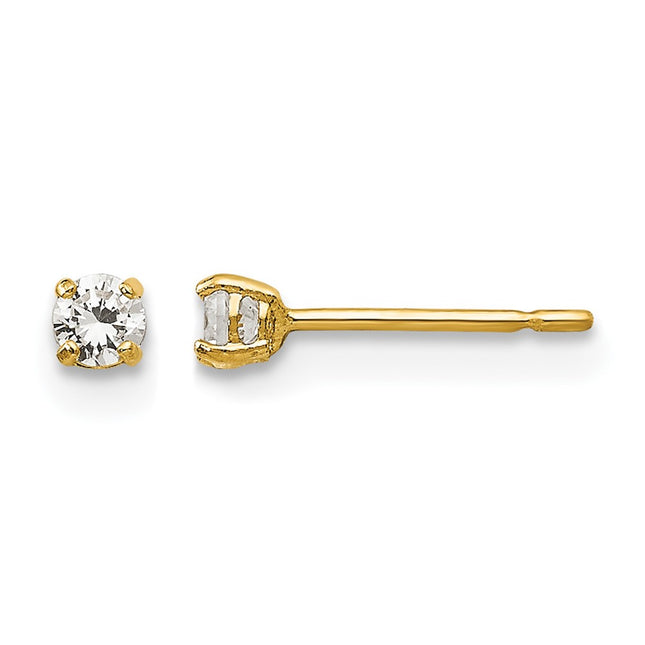 14k Madi K Round CZ Basket Set Stud Earrings, 2.5 x 2.5mm