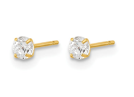 14K gold cubic zirconia stud earrings, alternate view