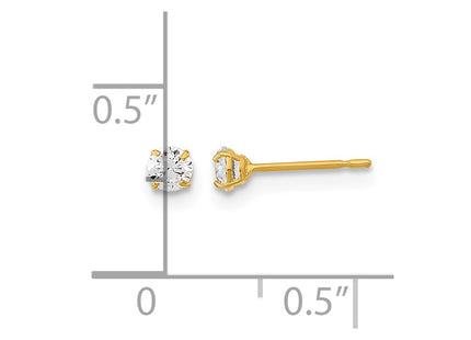 14K gold cubic zirconia stud earrings, another view