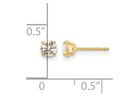 14K gold cubic zirconia stud earrings, further view