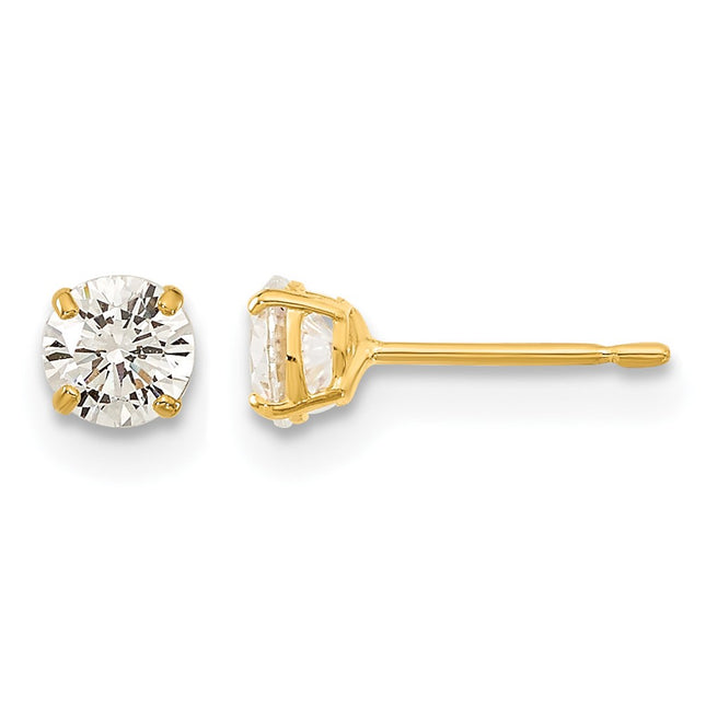 14k Madi K Round CZ Basket Set Stud Earrings, 4 x 4mm