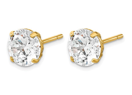 14K gold cubic zirconia stud earrings, alternate view