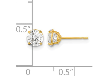 14K gold cubic zirconia stud earrings, another view