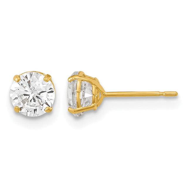 14k Madi K Round CZ Basket Set Stud Earrings, 5 x 5mm