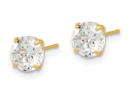 14k Madi K Round CZ Basket Set Stud Earrings (Style GK664)