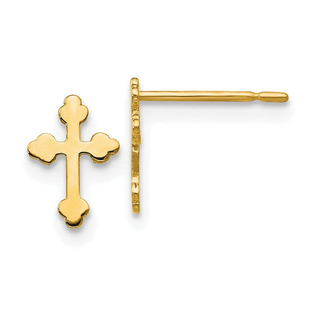 14k Madi K Children's Cross Post Earrings, 8 x 6mm
