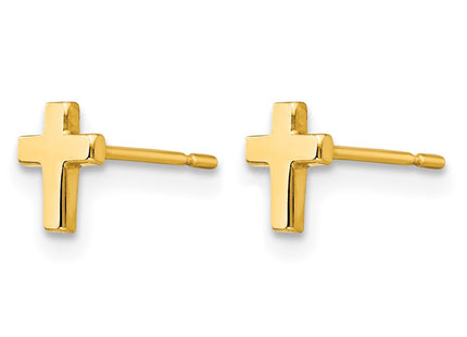 14K gold cross earrings, alternate view