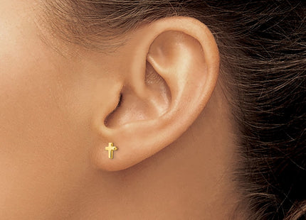 14K gold cross earrings, another view