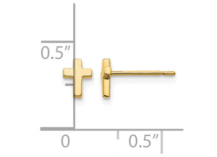 14K gold cross earrings, further view