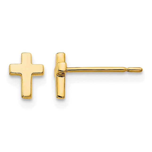 14k Madi K Children's Cross Post Earrings, 6 x 4mm
