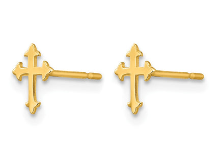 14K gold cross earrings, alternate view