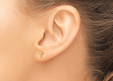 14K gold cross earrings, another view