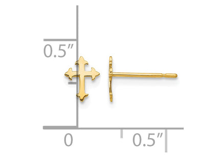14K gold cross earrings, further view