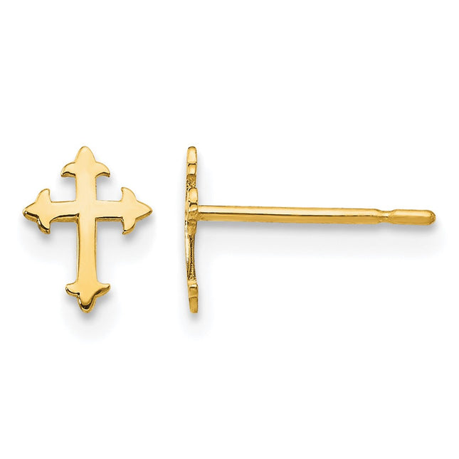 14k Madi K Children's Cross Post Earrings, 6 x 5mm