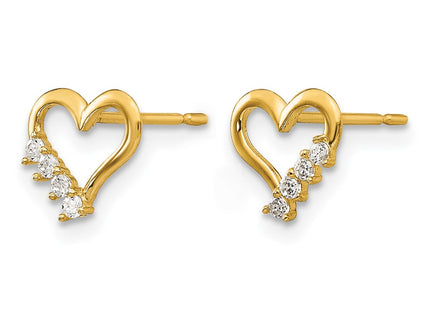 14K gold cubic zirconia heart earrings, alternate view