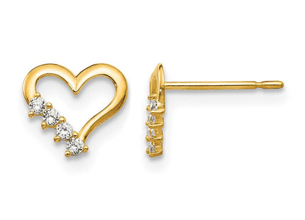 14K gold cubic zirconia heart earrings
