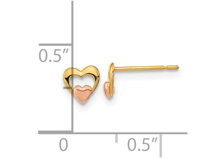 14k Yellow & Rose Gold Madi K Children's Heart Post Earrings (Style GK709)