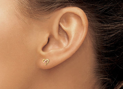 14K yellow gold heart earrings, another view
