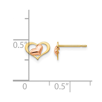 14K Yellow & Rose Gold Madi K Children's Heart Post Earrings, 6 x 8mm
