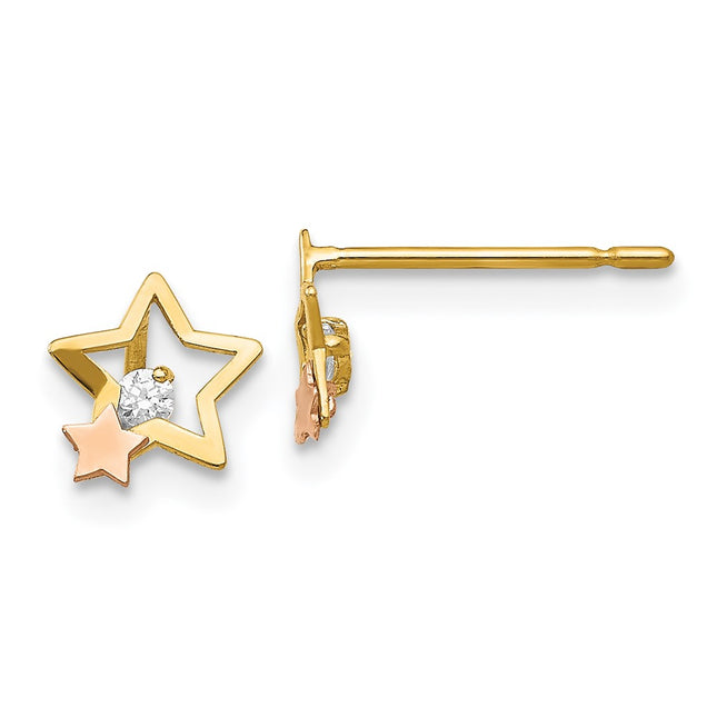 14k Two-tone Earrings Style GK776 - Classique Jewelry Inc.