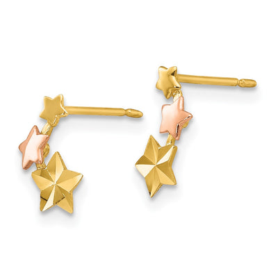 14K Yellow & Rose Gold Madi K D/C Children's Star Post Earrings