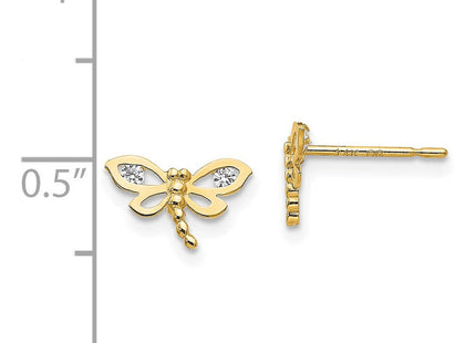 14k Madi K CZ Children's Dragonfly Post Earrings (Style GK792)