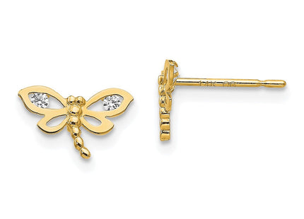 14k Madi K CZ Children's Dragonfly Post Earrings (Style GK792)