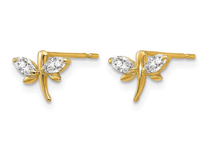 14K gold cubic zirconia dragonfly earrings, alternate view