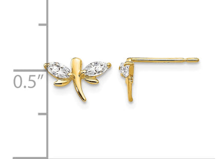 14K gold cubic zirconia dragonfly earrings, further view