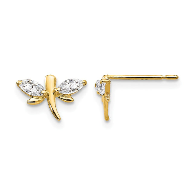 14k Madi K CZ Children's Dragonfly Post Earrings, 6 x 10mm