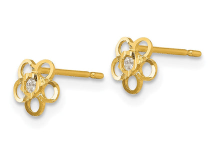 14k Madi K CZ D/C Children's Flower Post Earrings (Style GK801)