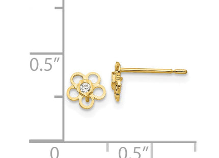 14k Madi K CZ D/C Children's Flower Post Earrings (Style GK801)