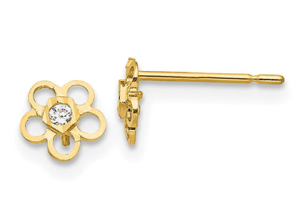 14k Madi K CZ D/C Children's Flower Post Earrings (Style GK801)