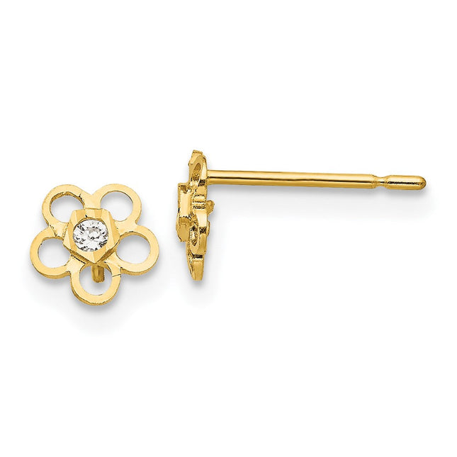 14k Madi K CZ D/C Children's Flower Post Earrings, 5 x 5mm