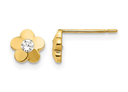 14K gold cubic zirconia flower earrings