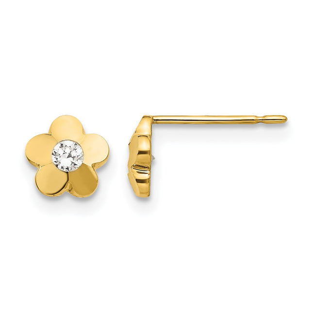 14k Madi K CZ D/C Children's Flower Post Earrings, 6 x 6mm