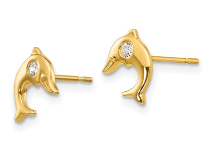 14k Madi K CZ Children's Dolphin Post Earrings (Style GK829)