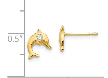14k Madi K CZ Children's Dolphin Post Earrings (Style GK829)