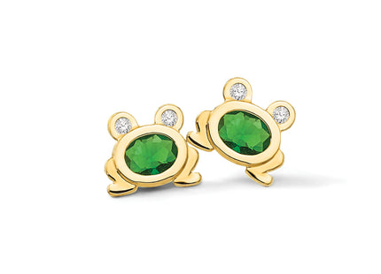 14k Madi K CZ Children's Frog Post Earrings