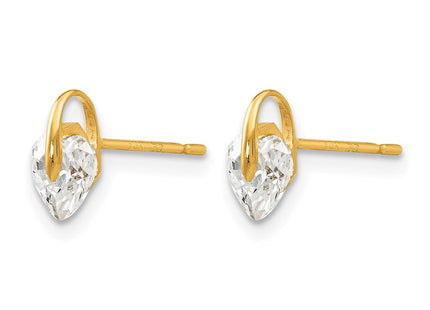 14K gold cubic zirconia heart earrings, alternate view